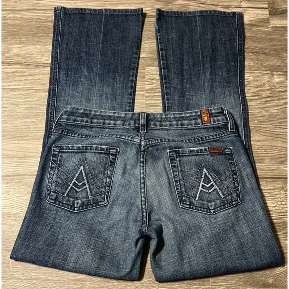 7 For All Mankind Vintage Women's "A" Pocket Boot Low Rise Jeans SZ 26 (28x29) - Picture 3 of 11